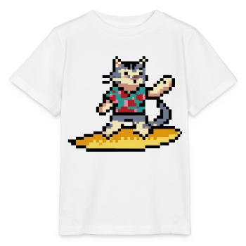 Surfkatze, Pixelkunst - Stanley/Stella Kinder T-Shirt MINI CREATOR  - Weiß - Vorne - Maike (125cm)