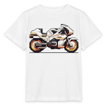 8 Bit Motorrad Rennmaschine als Vektorgrafik - Stanley/Stella Kinder T-Shirt MINI CREATOR  - Weiß - Vorne - Maike (125cm)