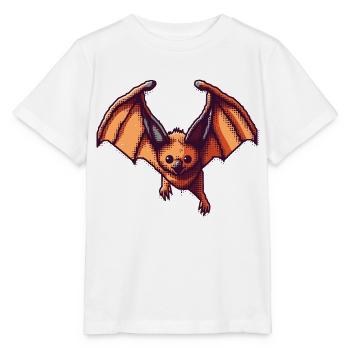Flughund als Retro und Vintage Pixelart - Stanley/Stella Kinder T-Shirt MINI CREATOR  - Weiß - Vorne - Maike (125cm)