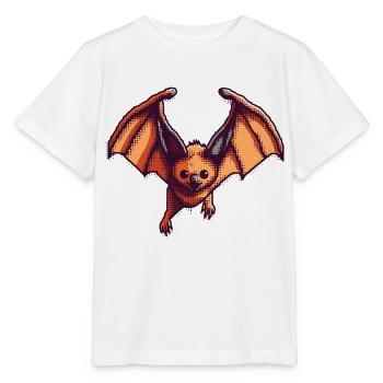 8 Bit Flughund in retro und vintage Pixelart - Stanley/Stella Kinder T-Shirt MINI CREATOR  - Weiß - Vorne - Maike (125cm)