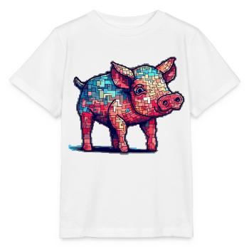 Cochon rétro dans des graphismes 8 bits cool - T-shirt bio MINI CREATOR Stanley/Stella Enfant - blanc - Devant - Maike (125cm)