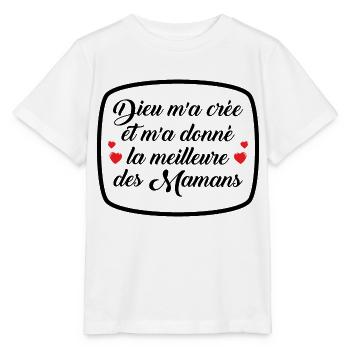Dieu m'a crée etm'a donné la meilleure des mamans - T-shirt bio MINI CREATOR Stanley/Stella Enfant - blanc - Devant - Maike (125cm)