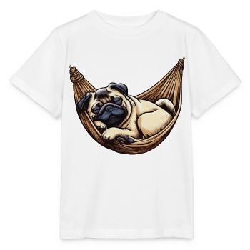 Pug sleeps in hammock Funny Sleep Pug - Stanley/Stella MINI CREATOR Kids’ T-Shirt - white - Front - Maike (125cm)