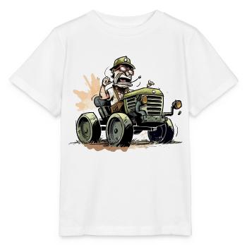 Paysan énervé sur son tracteur - T-shirt bio MINI CREATOR Stanley/Stella Enfant - blanc - Devant - Maike (125cm)