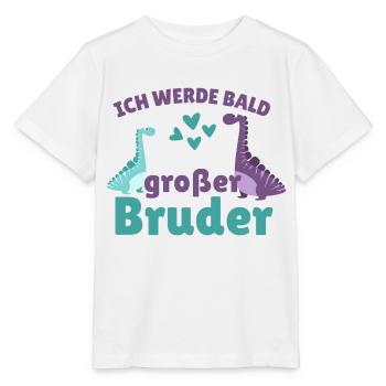 Ich werde bald großer Bruder | Dinosaurier - Stanley/Stella Kinder T-Shirt MINI CREATOR  - Weiß - Vorne - Maike (125cm)