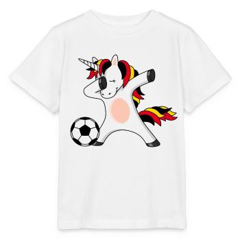 Licorne de football Allemagne Belgique Championnat d’Europe Coupe du monde - T-shirt bio MINI CREATOR Stanley/Stella Enfant - blanc - Devant - Maike (125cm)