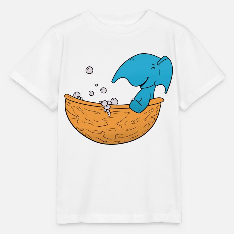 Elephant Bathing - Stanley/Stella MINI CREATOR Kids’ T-Shirt - white