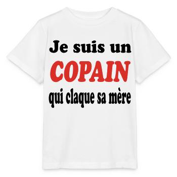 JE SUIS UN COPAIN QUI CLAQUE SA MERE - T-shirt bio MINI CREATOR Stanley/Stella Enfant - blanc - Devant - Maike (125cm)