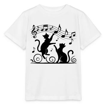Black cats pattern playing with musical note - Stanley/Stella MINI CREATOR Kids’ T-Shirt - white - Front - Maike (125cm)