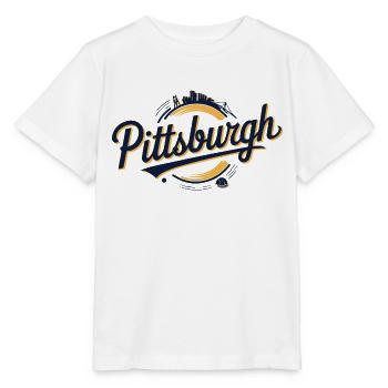 Logo de Pittsburgh Skyline et Bridge en gras - T-shirt bio MINI CREATOR Stanley/Stella Enfant - blanc - Devant - Maike (125cm)