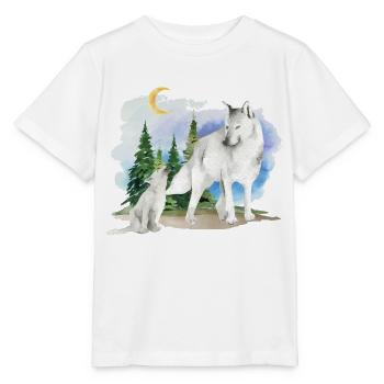 Wolf und Welpe - Stanley/Stella Kinder T-Shirt MINI CREATOR  - Weiß - Vorne - Maike (125cm)