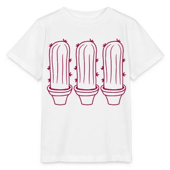 3 petits Cactus Cactus Épines Désert Pot de Fleurs - T-shirt bio MINI CREATOR Stanley/Stella Enfant - blanc - Devant - Maike (125cm)