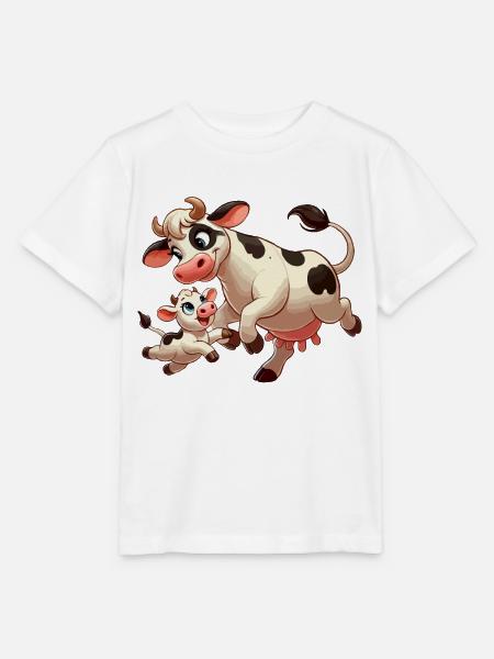 Kuhmutter mit herumtollendem Kind - Stanley/Stella Kinder T-Shirt MINI CREATOR - Weiß