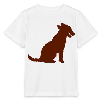 Dog Sitting Silhouette Tongue Sticking Out Outline - Stanley/Stella MINI CREATOR Kids’ T-Shirt - white - Front - Maike (125cm)