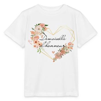 Brautjungfer Gold Herz Blumen - Stanley/Stella Kinder T-Shirt MINI CREATOR  - Weiß - Vorne - Maike (125cm)