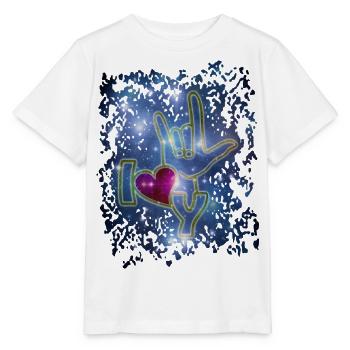 JE T'AIME - langue des signes / langue des signes - T-shirt bio MINI CREATOR Stanley/Stella Enfant - blanc - Devant - Maike (125cm)