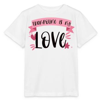 Trampoline is my Love Springen Sport Geschenk - Stanley/Stella Kinder T-Shirt MINI CREATOR  - Weiß - Vorne - Maike (125cm)