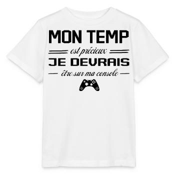 Mon Temps Est Précieux Jeux Vidéos Gamer Humour - T-shirt bio MINI CREATOR Stanley/Stella Enfant - blanc - Devant - Maike (125cm)