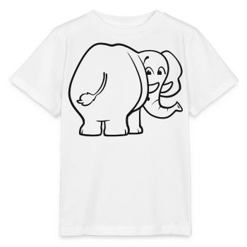 Elefant von hinten - überrascht, erschrocken, oops - Stanley/Stella Kinder T-Shirt MINI CREATOR  - Weiß - Vorne - Maike (125cm)