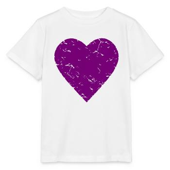 purple heart - romance - used look - Stanley/Stella MINI CREATOR Kids’ T-Shirt - white - Front - Maike (125cm)