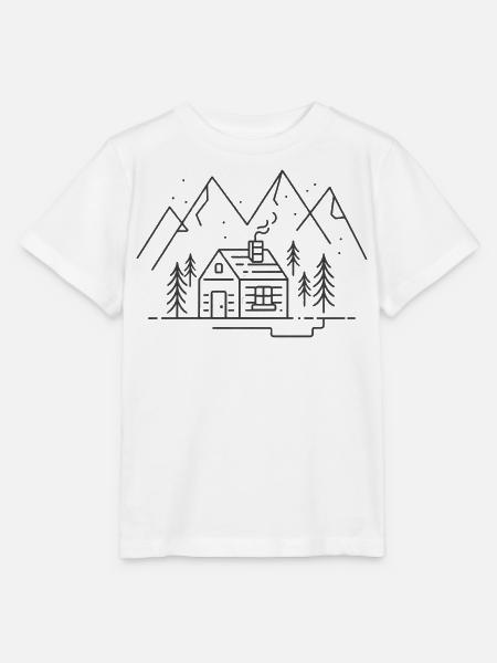 Berge mit Berghütte - Stanley/Stella Kinder T-Shirt MINI CREATOR  - Weiß