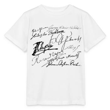 Unterschriften der Musiker - Stanley/Stella Kinder T-Shirt MINI CREATOR  - Weiß - Vorne - Maike (125cm)