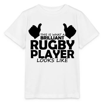 brilliant rugby player - Stanley/Stella MINI CREATOR Kids’ T-Shirt - white - Front - Maike (125cm)