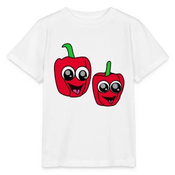 Paprika verrückt Glubschaugen Gemüse Vegan - Stanley/Stella Kinder T-Shirt MINI CREATOR  - Weiß - Vorne - Maike (125cm)
