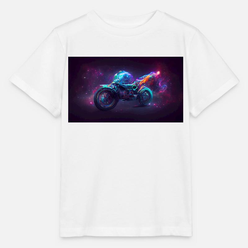 Space Motorcycle - Stanley/Stella MINI CREATOR Kids’ T-Shirt - white