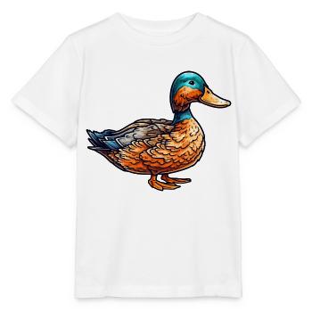 Eine sehr schöne Ente als gefiedertes Federvieh - Stanley/Stella Kinder T-Shirt MINI CREATOR  - Weiß - Vorne - Maike (125cm)