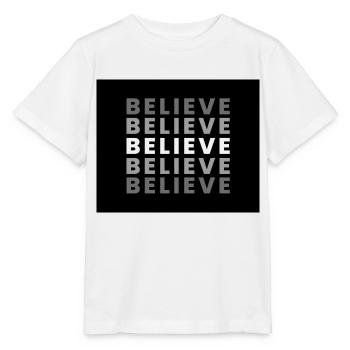 Black White and Grey Simple Believe Hoodie - Stanley/Stella Kinder T-Shirt MINI CREATOR  - Weiß - Vorne - Maike (125cm)