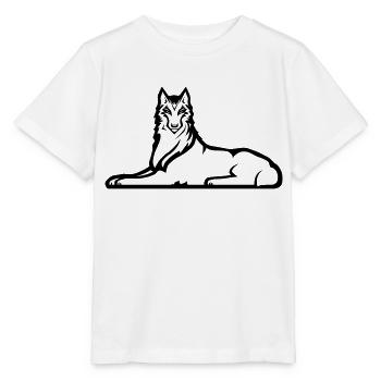 Lone Chechen Wolf - One Black Color - Stanley/Stella MINI CREATOR Kids’ T-Shirt - white - Front - Maike (125cm)