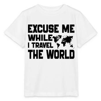Excuse Me While I Travel The World-Camping 2024 - T-shirt bio MINI CREATOR Stanley/Stella Enfant - blanc - Devant - Maike (125cm)