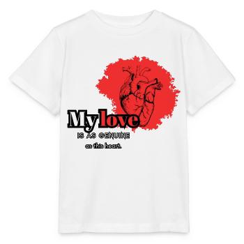 Meine Liebe ist so echt wie dieses Herz, - Stanley/Stella Kinder T-Shirt MINI CREATOR  - Weiß - Vorne - Maike (125cm)