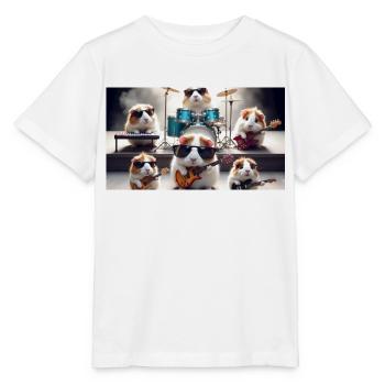 cute guinea pig dressed as a rock band - Stanley/Stella MINI CREATOR Kids’ T-Shirt - white - Front - Maike (125cm)