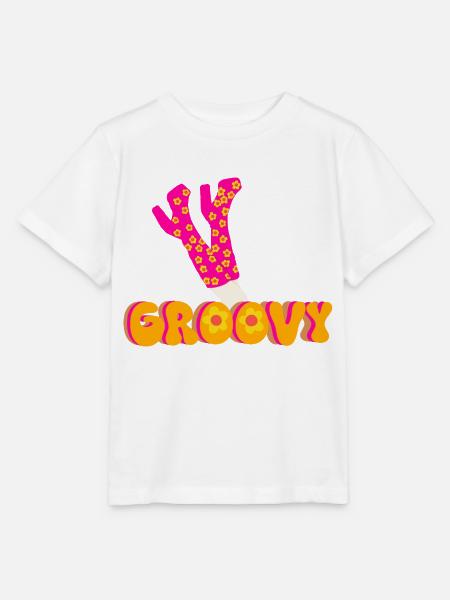 Funky Groovy Disco Plateau Stiefel - Stanley/Stella Kinder T-Shirt MINI CREATOR - Weiß