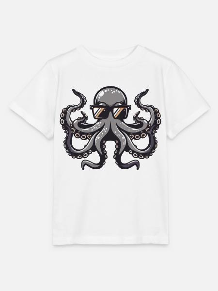 Oktopus Tier - Stanley/Stella Kinder T-Shirt MINI CREATOR  - Weiß