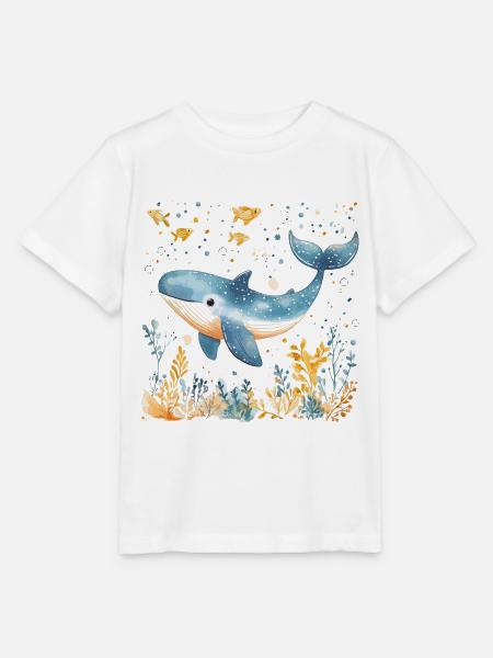 Wal Süß Niedlich Baby Kinder Tier Blauwal Aquarell - Stanley/Stella Kinder T-Shirt MINI CREATOR  - Weiß