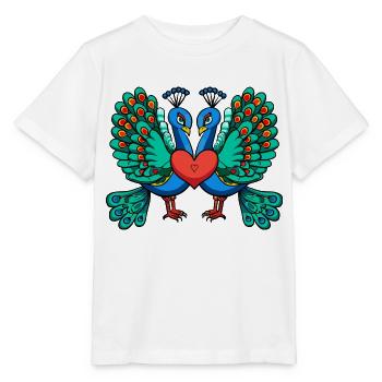 Pfau Vogel Paar Liebe - Stanley/Stella Kinder T-Shirt MINI CREATOR  - Weiß - Vorne - Maike (125cm)