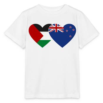 Palestine New Zealand Flag Heart - Stanley/Stella MINI CREATOR Kids’ T-Shirt - white - Front - Maike (125cm)