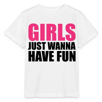 schrift cool design logo girls just wanna have fun - Stanley/Stella Kinder T-Shirt MINI CREATOR  - Weiß - Vorne - Maike (125cm)