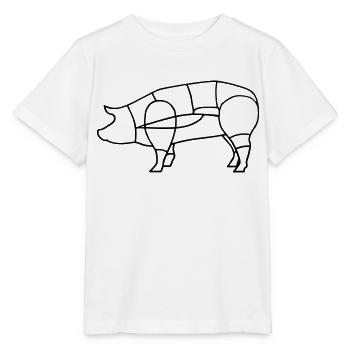 charcuterie pig silhouette pork meat bbq grill - Stanley/Stella MINI CREATOR Kids’ T-Shirt - white - Front - Maike (125cm)