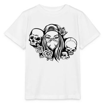 Metal Lady avec masque - T-shirt bio MINI CREATOR Stanley/Stella Enfant - blanc - Devant - Maike (125cm)