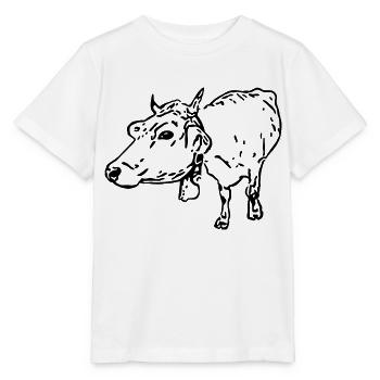 Le bétail brun (1c, vache à lait, style BD) - T-shirt bio MINI CREATOR Stanley/Stella Enfant - blanc - Devant - Maike (125cm)