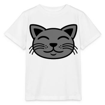 Grey cat face happy - Stanley/Stella MINI CREATOR Kids’ T-Shirt - white - Front - Maike (125cm)