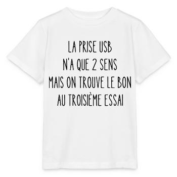 la prise usb n'a que 2 sens - T-shirt bio MINI CREATOR Stanley/Stella Enfant - blanc - Devant - Maike (125cm)