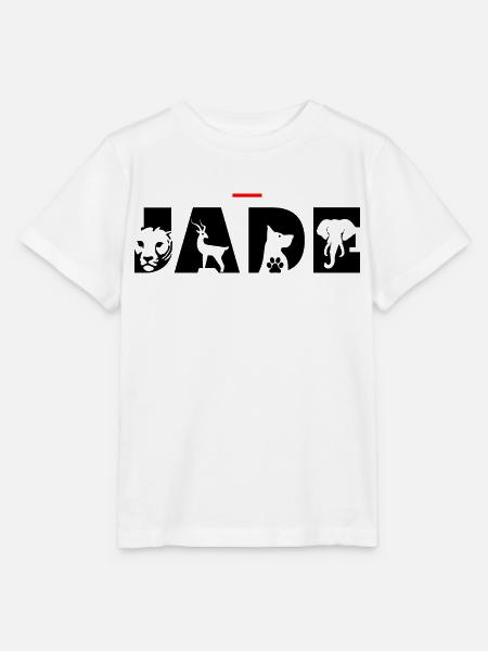 Vorname Jade – Tierbuchstaben - Stanley/Stella Kinder T-Shirt MINI CREATOR  - Weiß