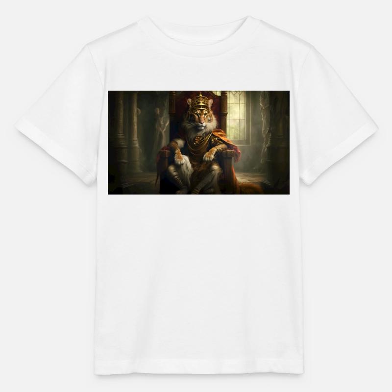 Tiger sitzt auf einem Thron, Generative KI - Stanley/Stella Kinder T-Shirt MINI CREATOR  - Weiß