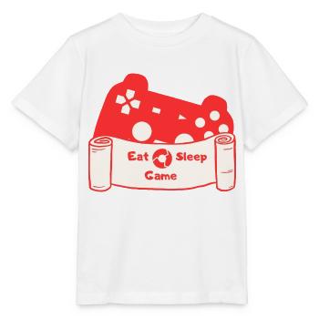 Eat Sleep Game and Repeat - Rot/Beige - Stanley/Stella Kinder T-Shirt MINI CREATOR  - Weiß - Vorne - Maike (125cm)