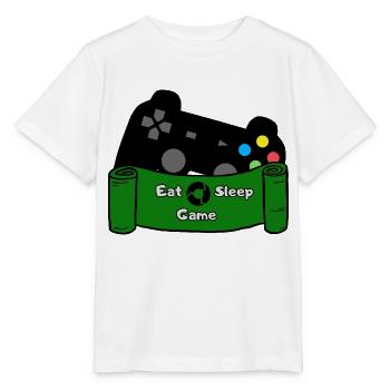 Eat, Sleep, Game and Repeat - Schwarz/Grün - Stanley/Stella Kinder T-Shirt MINI CREATOR  - Weiß - Vorne - Maike (125cm)